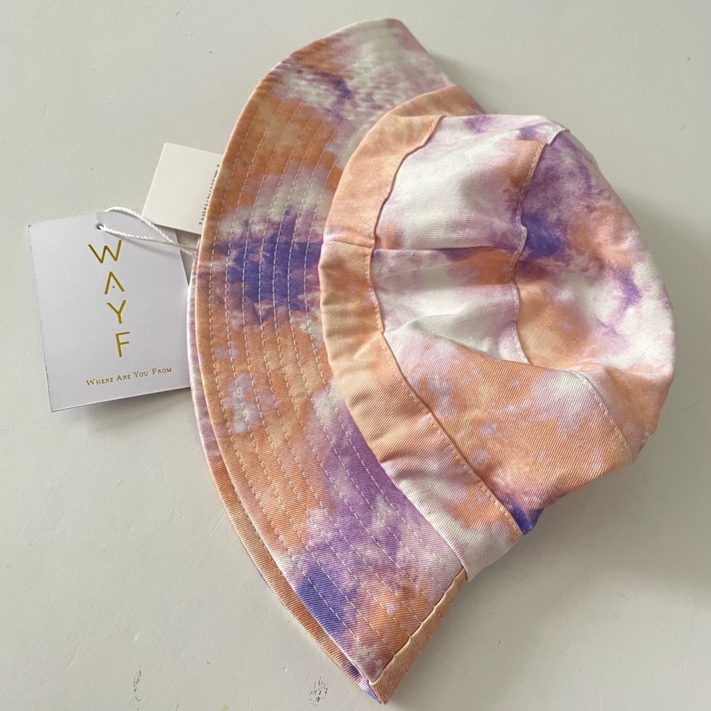 WAYF Bucket Hat Multicolor One Size Lightweight Flat Top Tie Dye Blank